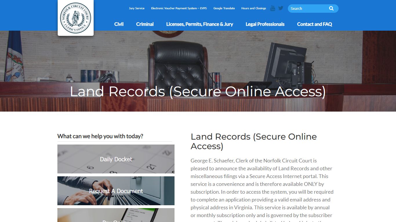 Land Records (Secure Online Access) - Norfolk Circuit Court